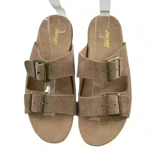 J sport by Jambu womens Carina sandals size 9 brown suede double buckle slides